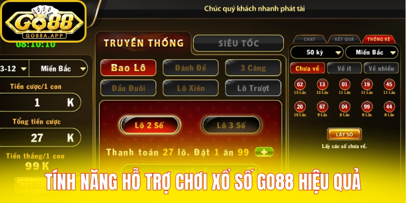 Tính năng hỗ trợ chơi xổ số Go88 hiệu quả